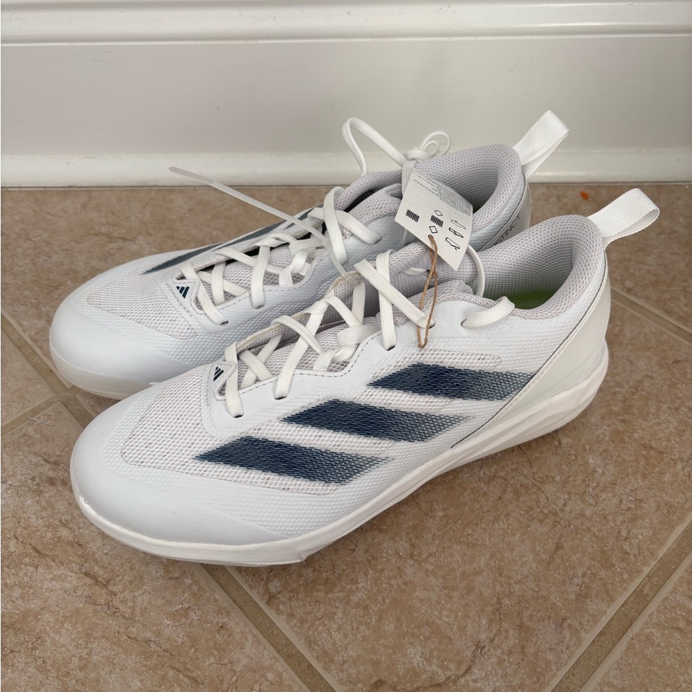 Adidas Adizero Instinct Softball Shoes Metal Cleats White Navy Women 8.5 IH3468